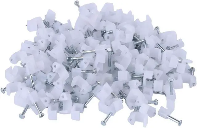 Alt view image 6 of 6 - XINCA Nail Clamp for Flat 6x4 mm Wall Tack  for Ethernet Cable Cat 6 cables White Cable clip pack of 100pcs