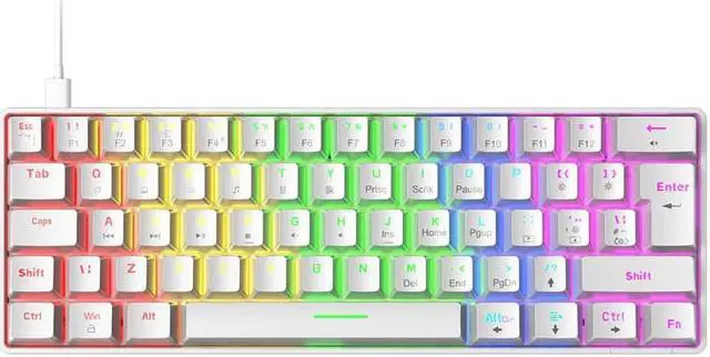 Main image of T60 mechanical gaming keyboard blue switch 62-key USB type C wired keyboard with 18 RGB light effects, suitable for desktop PC gamers. Plug and Play High Response Ergonomic Gaming Wired Keyboard