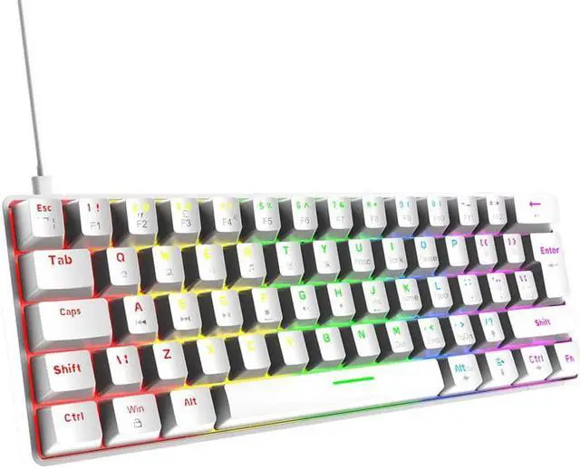 Alt view image 2 of 5 - T60 mechanical gaming keyboard blue switch 62-key USB type C wired keyboard with 18 RGB light effects, suitable for desktop PC gamers. Plug and Play High Response Ergonomic Gaming Wired Keyboard