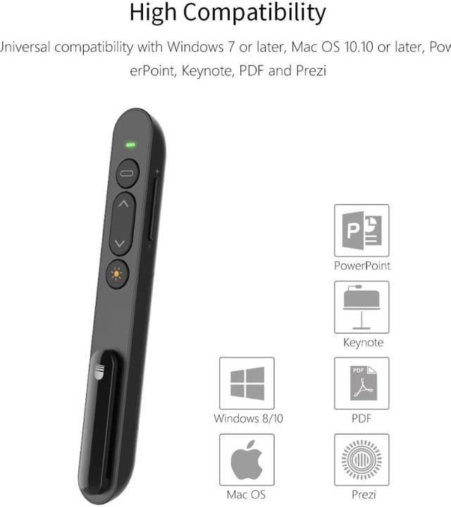 Alt view image 5 of 7 - Presentation Pointer Pen, 2.4 GHz Wireless, 100m Effective Distance, USB PowerPoint Red Light Pointer Presenter Presentation Remote Control Pointer Clicker Pen