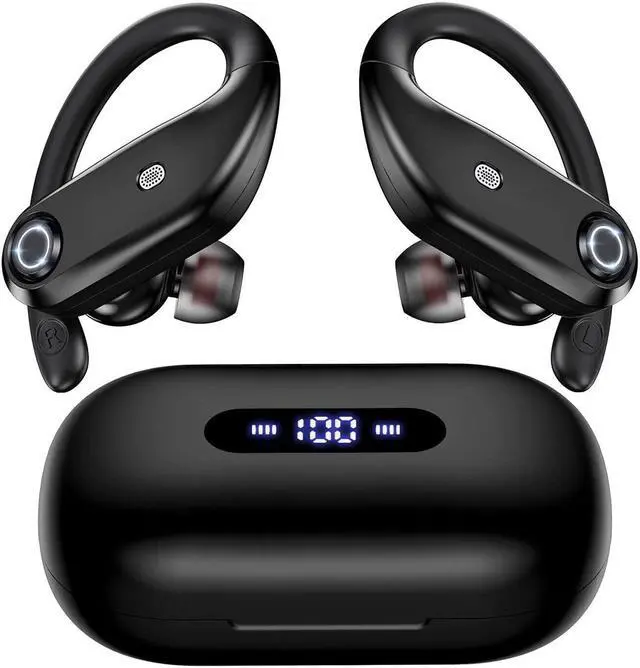 Alt view image 2 of 7 - Bluetooth 5.0 Waterproof Headphones Mic Noise Cancelling for Calls,Wireless Earbuds with 2000mAh Charging Case, Support Wireless Charging, Compatible with iPhone 13 Pro Max XS XR Samsung Android