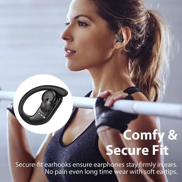 Alt view image 3 of 7 - Bluetooth 5.0 Waterproof Headphones Mic Noise Cancelling for Calls,Wireless Earbuds with 2000mAh Charging Case, Support Wireless Charging, Compatible with iPhone 13 Pro Max XS XR Samsung Android