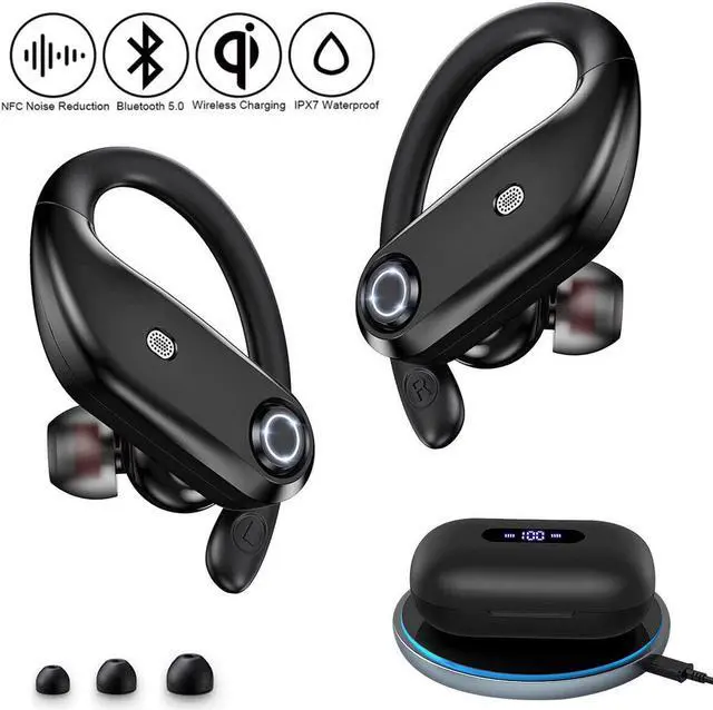Alt view image 4 of 7 - Bluetooth 5.0 Waterproof Headphones Mic Noise Cancelling for Calls,Wireless Earbuds with 2000mAh Charging Case, Support Wireless Charging, Compatible with iPhone 13 Pro Max XS XR Samsung Android