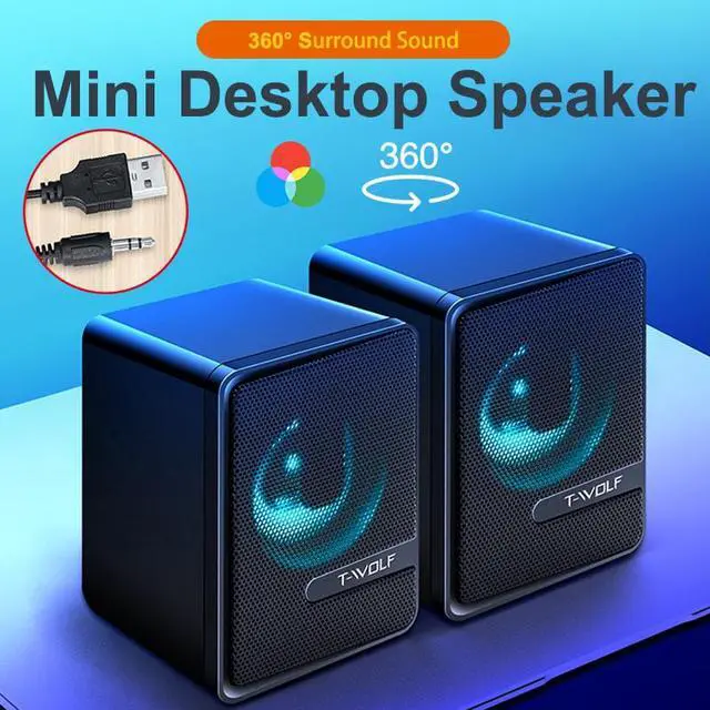 Alt view image 3 of 7 - T-Wolf S3 RGB Gaming Computer Speakers USB-Powered Wired PC Dual Speakers With Colorful LED Light, stereo speakers, 3.5mm Aux Input, USB power interface, surround sound