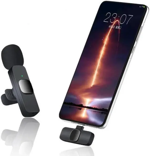 Alt view image 2 of 7 - Wireless Lavalier Microphone, Lapel Mic System for YouTube Facebook Live Stream TikTok Video Recording Vlog for Type-C Android & iPhone,Plug and Play,Noise Reduction,No APP & Bluetooth Needed