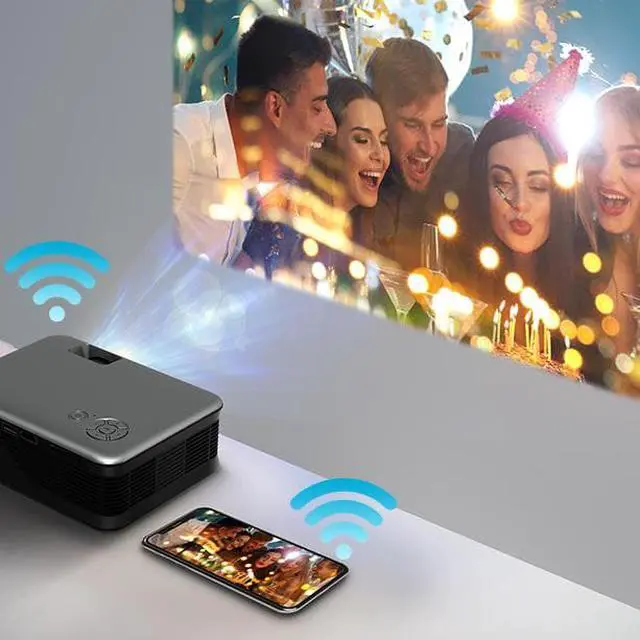 Alt view image 5 of 7 - MINI Projector Smart TV WIFI Portable Home Theater Cinema Battery Sync Phone Beamer LED Projectors for 4k Movie A30C