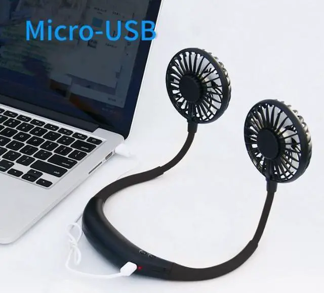 Alt view image 5 of 7 - Neck Fan, Rechargeable Battery Operated Portable Fan 2600mAh, Hands Free Personal Fan Hang Around Neck Fans, Wearable Small Fan for Outdoor Working Battery Powered USB Fan Over 12 Hours Constant Cool