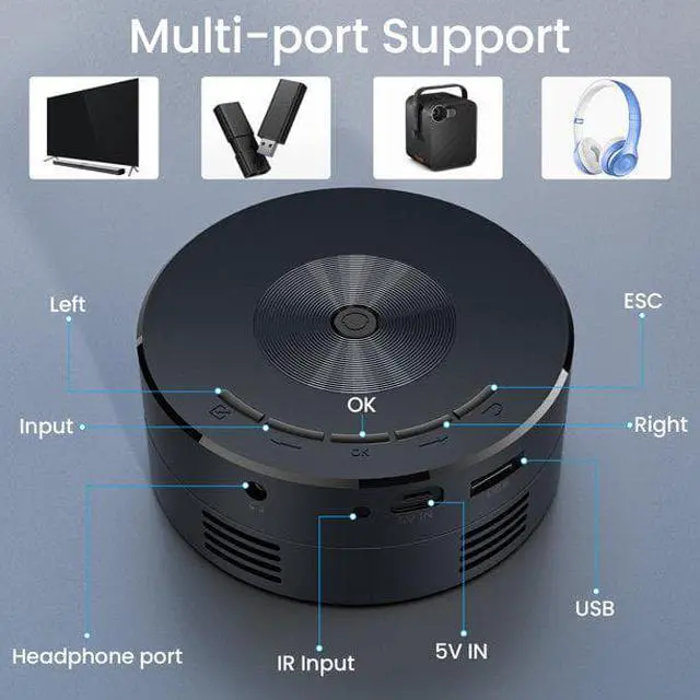 Alt view image 6 of 7 - Mini Projector, LED Portable Home Theater Projector Mobile Video Projector Support 1080P Home Theater Media Player Kids Home Wired Same Screen Projector
