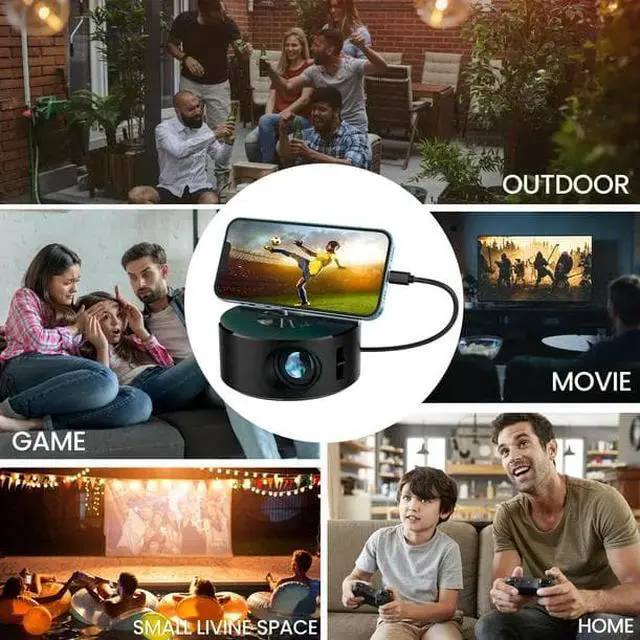 Alt view image 3 of 7 - Mini Projector, LED Portable Home Theater Projector Mobile Video Projector Support 1080P Home Theater Media Player Kids Home Wired Same Screen Projector