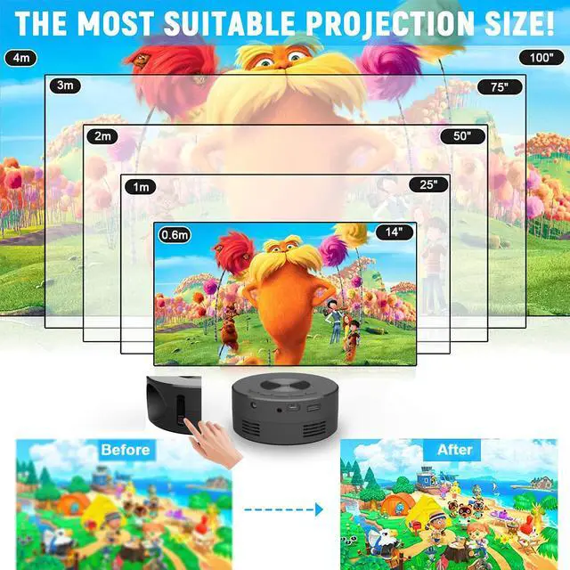 Alt view image 2 of 7 - Mini Projector, LED Portable Home Theater Projector Mobile Video Projector Support 1080P Home Theater Media Player Kids Home Wired Same Screen Projector