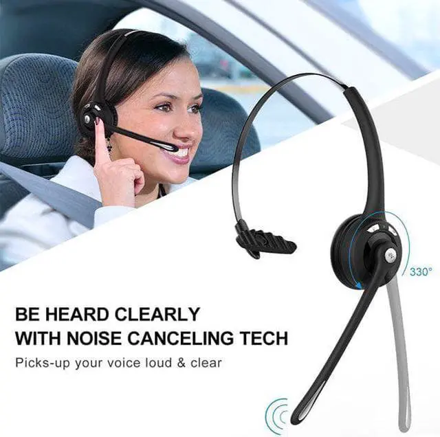 Alt view image 4 of 7 - Wireless Computer Headset with Mic On-Ear Bluetooth Headphone with Microphone for Laptop, Call Center, Truck Driver, Work-From-Home