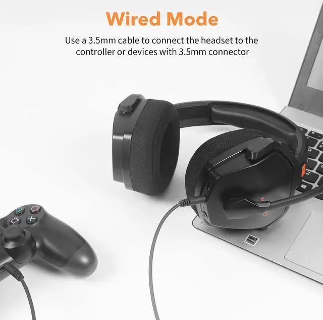 Alt view image 3 of 7 - G06 Wireless Gaming Headset with Microphone for PS5, PS4, PC, Mac, 3-in-1 Gamer Headphones wit Mic, 2.4GHz Wireless for PS Console, Bluetooth Mode for Switch, Wired Mode for Controller