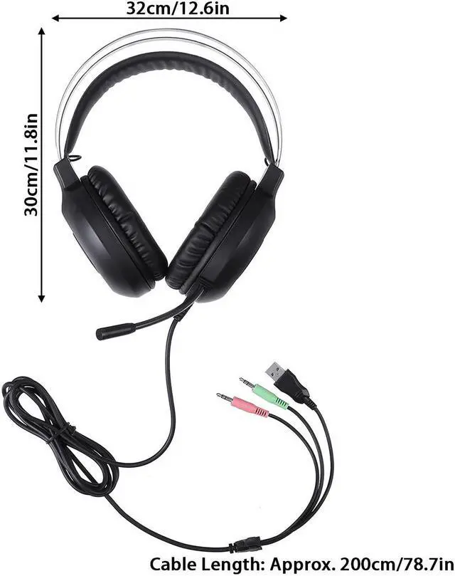 Alt view image 7 of 7 - ANC Gaming Headset Stereo Active Noise Canceling USB Headset Earphone for PS4 for Xbox One over Ear RGB LED Gaming Headphones with Adjustable Gaming Mic for iPad Cellphone PC Laptop