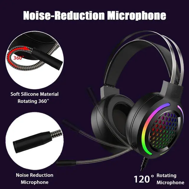 Alt view image 4 of 7 - ANC Gaming Headset Stereo Active Noise Canceling USB Headset Earphone for PS4 for Xbox One over Ear RGB LED Gaming Headphones with Adjustable Gaming Mic for iPad Cellphone PC Laptop