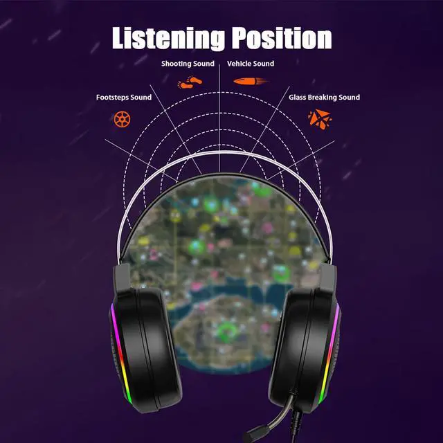 Alt view image 6 of 7 - ANC Gaming Headset Stereo Active Noise Canceling USB Headset Earphone for PS4 for Xbox One over Ear RGB LED Gaming Headphones with Adjustable Gaming Mic for iPad Cellphone PC Laptop