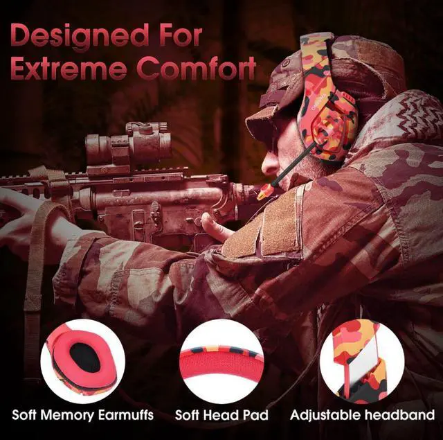 Alt view image 4 of 7 - K1-B Camouflage Headsets With Mic Stereo Bass Wired Game Headphones 3.5mm Plug For PS4 XBOX ONE PC Mac Laptop