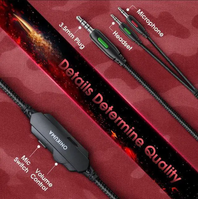 Alt view image 6 of 7 - K1-B Camouflage Headsets With Mic Stereo Bass Wired Game Headphones 3.5mm Plug For PS4 XBOX ONE PC Mac Laptop