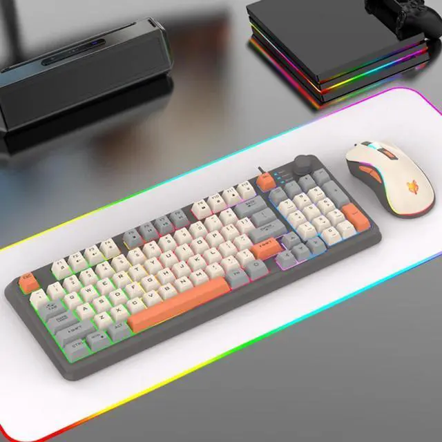Alt view image 3 of 8 - K820 Led Cool Lighting 94 Keys Wired Keyboard Mechanical Touch Luminous and Mouse Set for Desktop Computer Pc Laptop Home Office