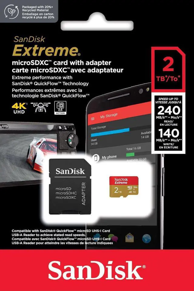 Alt view image 2 of 3 - Sandisk Micro SD Extreme 190MB/s Flash Memory Card 2TB