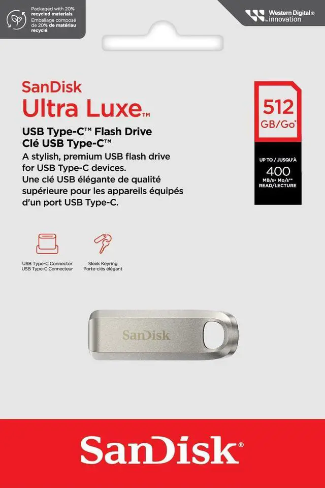 Alt view image 4 of 10 - SanDisk USB Ultra Luxe USB Type-C Flash Drive (SDCZ75) 512GB