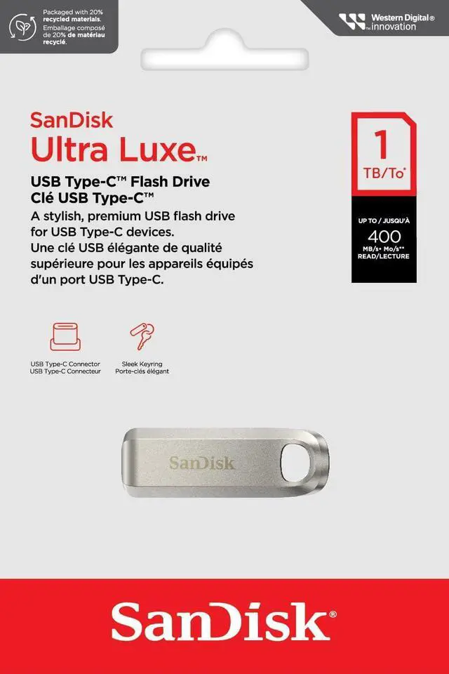 Alt view image 4 of 10 - SanDisk USB Ultra Luxe USB Type-C Flash Drive (SDCZ75) 1TB