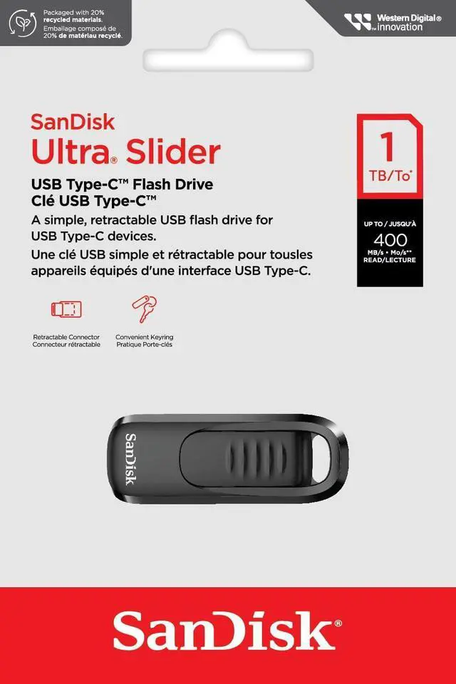 Alt view image 4 of 10 - SanDisk Ultra Slider 1TB USB Type-C Flash Drive, USB 3.2 Gen 1 Performance with a Retractable Connector