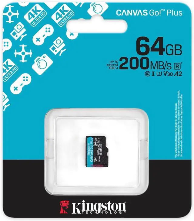 Alt view image 2 of 2 - Kingston MicroSD Canvas Go Plus 200MB/s (SDCG4) Memory Card 64GB