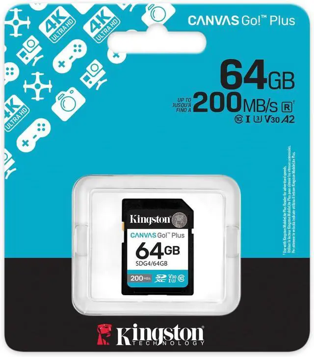Alt view image 2 of 5 - Kingston SDXC Canvas Go Plus (SDG4) Flash Memory Card 64GB