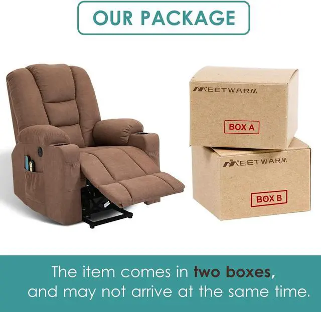 Alt view image 7 of 7 - MEETWARM Power Lift Chair Electric Recliner for Elderly Heated Vibration Massage Soft Fabric Recliner Chair with 2 Remote Controls, USB Ports, Cup Holders & Side Pockets for Living Room (Coffee)