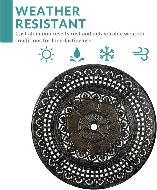 Alt view image 6 of 7 - MEETWARM 5 Piece Patio Dining Set, Outdoor All-Weather Cast Aluminum Dining Table Set, Patio Furniture Set for Backyard Garden Deck, Include 4 Chairs, 4 Cushions and 1 Round Table with Umbrella Hole