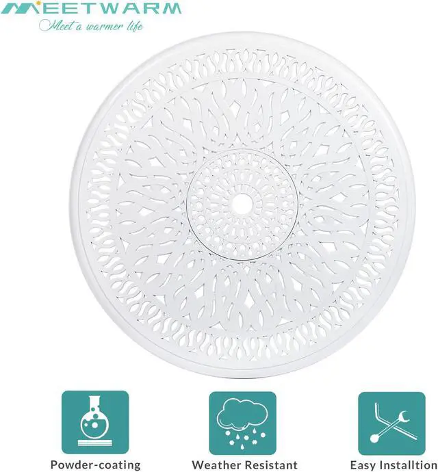 Alt view image 3 of 7 - MEETWARM 5-Piece Outdoor Patio Dining Set, All-Weather Cast Aluminum Patio Conversation Set for Backyard Garden Deck with 4 Cushions Swivel Rocker Chairs and 35.4" Round Table, White