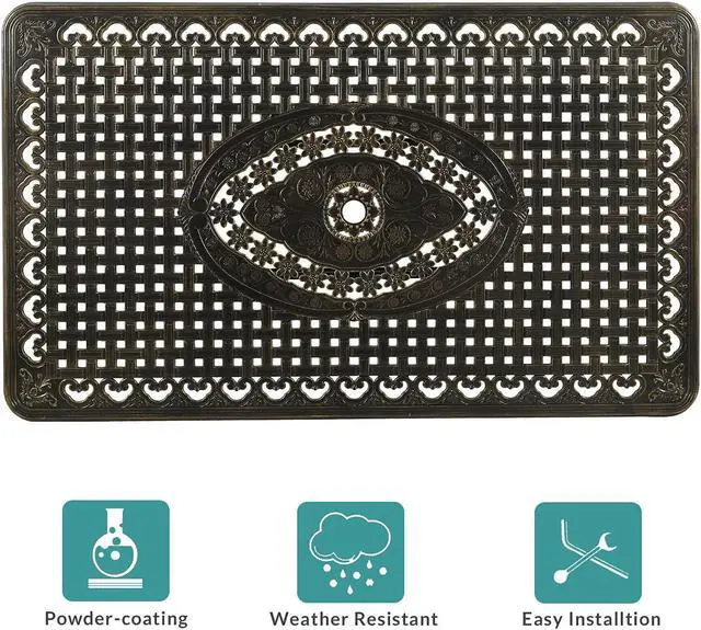 Alt view image 4 of 7 - MEETWARM 7-Piece Outdoor Furniture Dining Set, All Weather Cast Aluminum Patio Garden Set with 6 Chairs, 6 Cushions, 1 Rectangular Table, 2" Umbrella Hole, Dark Bronze