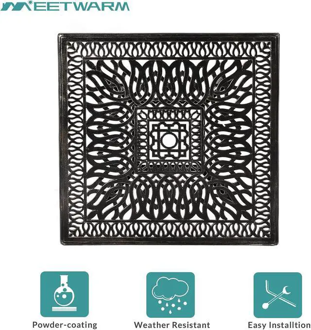 Alt view image 4 of 7 - MEETWARM 5-Piece Outdoor Patio Dining Set, All-Weather Cast Aluminum Patio Conversation Set for Backyard Garden Deck with 4 Cushions Swivel Rocker Chairs and 35.4" Square Table, 2.2" Umbrella Hole