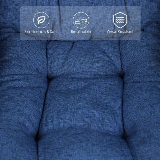 Alt view image 6 of 7 - MEETWARM Modern Velvet Fabric Lazy Chair with Ottoman, Accent Contemporary Lounge Chair, Upholstered Single Leisure Sofa Chair with a Side Pocket, Armrests and Thick Padded Back for Living Room(Blue)