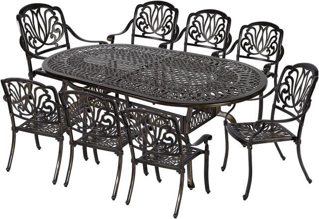 Main image of MEETWARM 9-Piece Outdoor Patio Dining Set, 8 Outdoor Dining Chairs and 1 Oval Table with 2" Umbrella Hole, All Weather Cast Aluminum Patio Funiture Set for Backyard, Patio, Garden