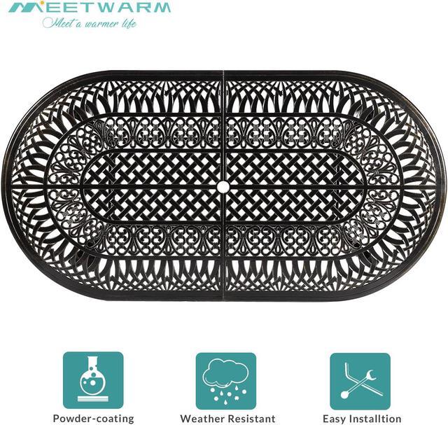 Alt view image 2 of 7 - MEETWARM 9-Piece Outdoor Patio Dining Set, 8 Outdoor Dining Chairs and 1 Oval Table with 2" Umbrella Hole, All Weather Cast Aluminum Patio Funiture Set for Backyard, Patio, Garden