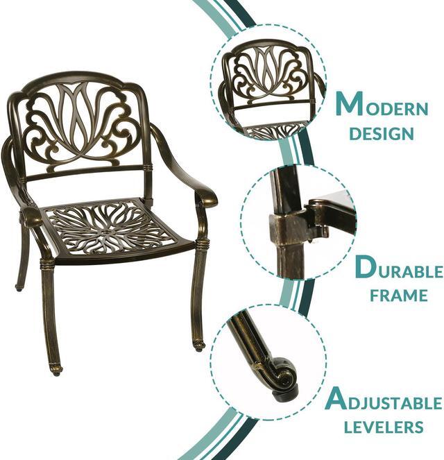 Alt view image 4 of 7 - MEETWARM 9-Piece Outdoor Patio Dining Set, 8 Outdoor Dining Chairs and 1 Oval Table with 2" Umbrella Hole, All Weather Cast Aluminum Patio Funiture Set for Backyard, Patio, Garden