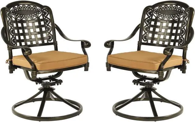 Main image of MEETWARM 2 Piece Patio Dinning Swivel Chairs Rocker, Outdoor All-Weather Cast Aluminum Chairs with Cushions, Patio Bistro Dining Chair Set for Garden Deck Backyard, Dark Bronze