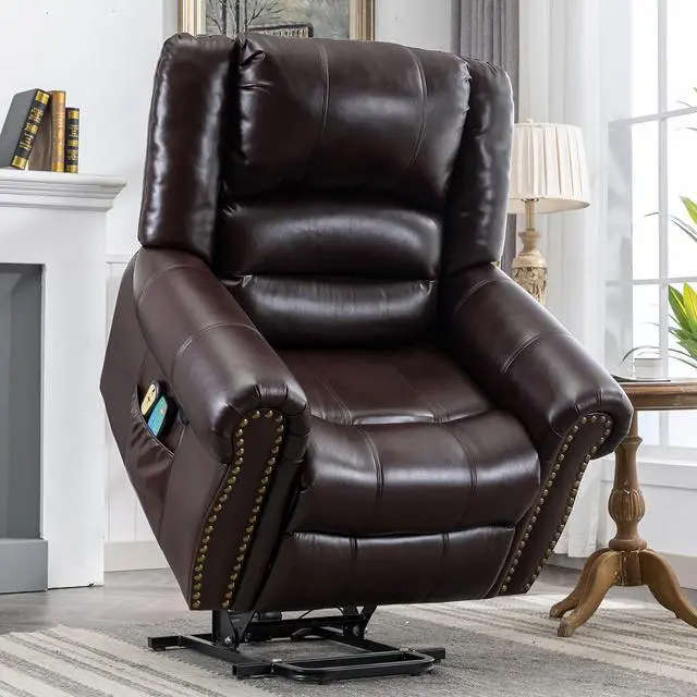 Main image of MEETWARM Large Power Lift Electric Recliner Chair with Massage and Heat, Overstuffed Wide Recliner for Elderly, Heavy Duty Recliner for Living Room with 2 Remote Controls/USB Ports/Side Pockets(Dark)