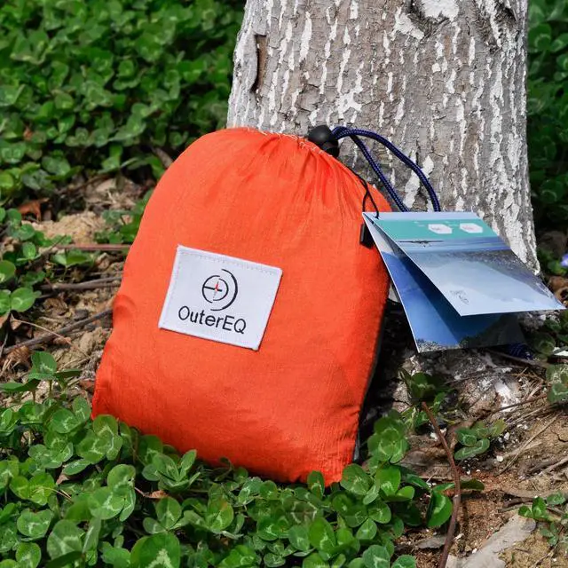 Alt view image 4 of 4 - OuterEQ Portable Parachute Camping Hammocks Lightweight Nylon Fabric Travel Hammock (Orange, Approx 275cm x 140cm)