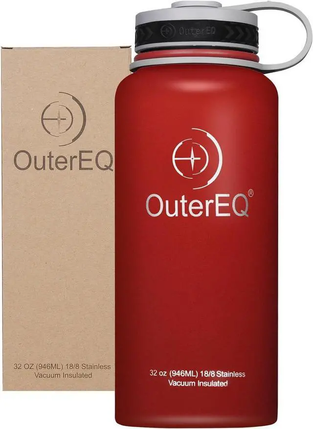 Alt view image 2 of 4 - OuterEQ 32 oz Vacuum Insulated Stainless Steel Water Bottle Red