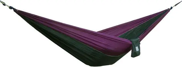 Main image of OuterEQ Portable Nylon Fabric Travel Camping Hammock Purple/Army Approx 275cm x 140cm