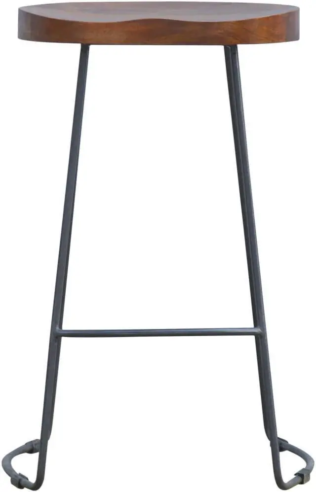 Main image of Industrial Bar Stool with Chunky Wood Seat