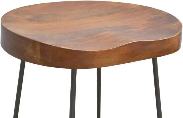 Alt view image 4 of 7 - Industrial Bar Stool with Chunky Wood Seat