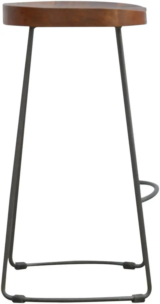 Alt view image 6 of 7 - Industrial Bar Stool with Chunky Wood Seat