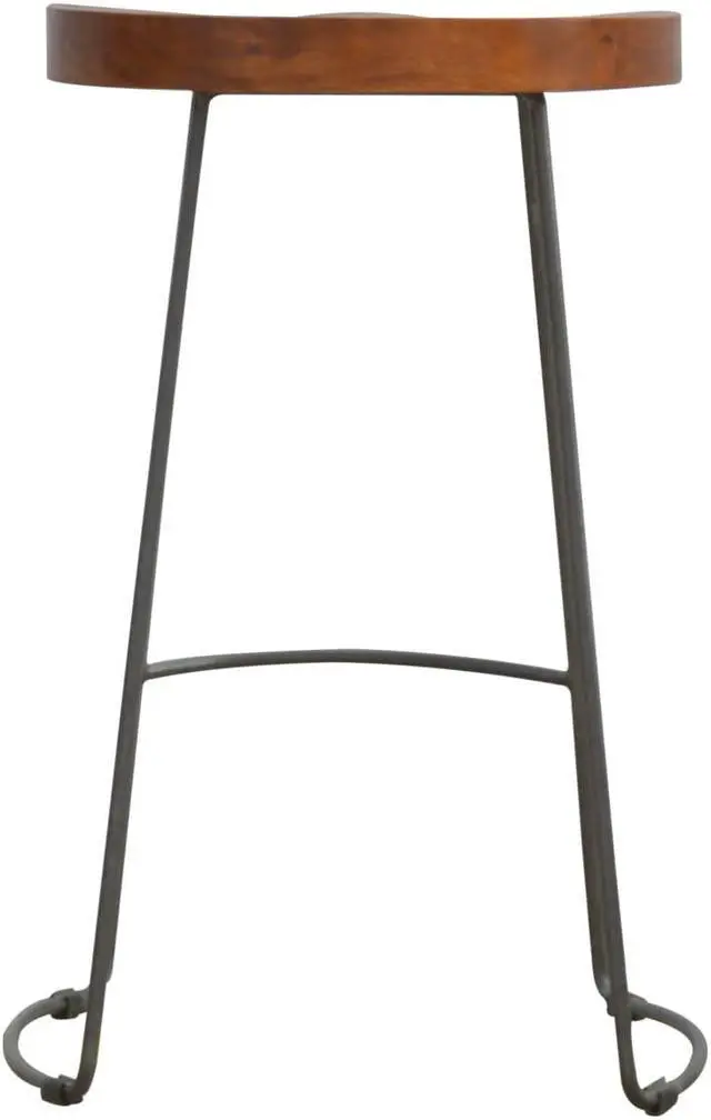 Alt view image 7 of 7 - Industrial Bar Stool with Chunky Wood Seat