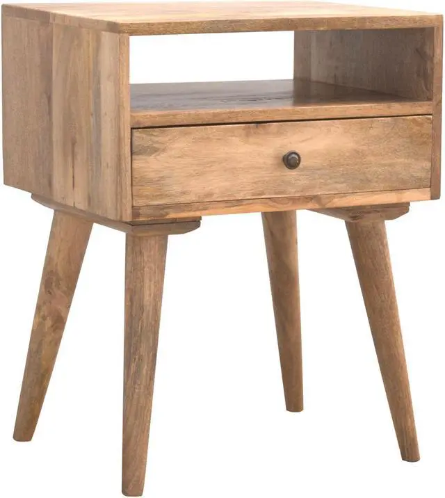 Alt view image 2 of 7 - Modern Solid Wood Nightstand with Open Slot
