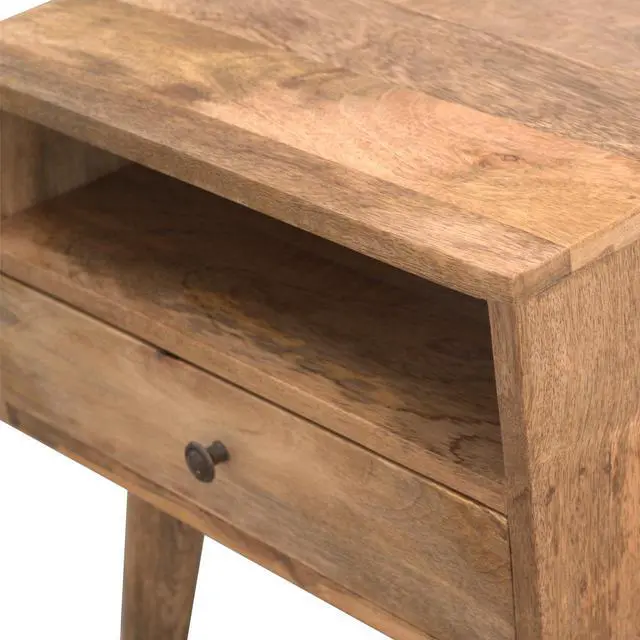 Alt view image 5 of 7 - Modern Solid Wood Nightstand with Open Slot