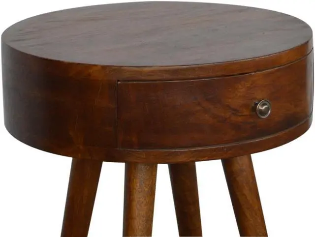 Alt view image 3 of 6 - Nordic Chestnut Circular Shaped Nightstand