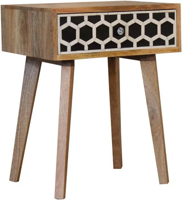 Alt view image 2 of 7 - Artisan Furniture Bone Inlay Bedside with Tapered Legs